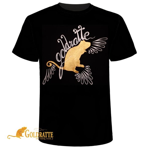 GOLDRATTE T-Shirt "HAITI No. 1" - Damen (Limited Edition. Handbedruckt. Goldglitzer Effekt.)